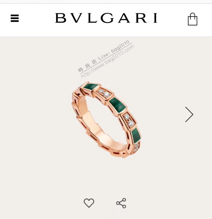 Bvlgari飾品 寶格麗Serpenti系列 s925純銀材質 綠松石蛇戒指  zgbq3109